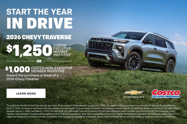 2026 Chevy Traverse. $1,250 COSTCO EXECUTIVE MEMBER INCENTIVE OR $1,000 COSTCO NON EXECUTIVE MEMB...